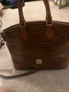 Dooney & Bourke Brown Croc-Embossed Leather Tote